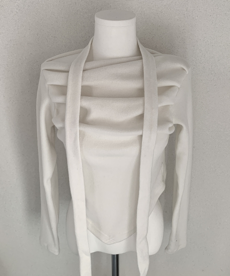 【タイ付き】ドレープブラウス長袖Tシャツ