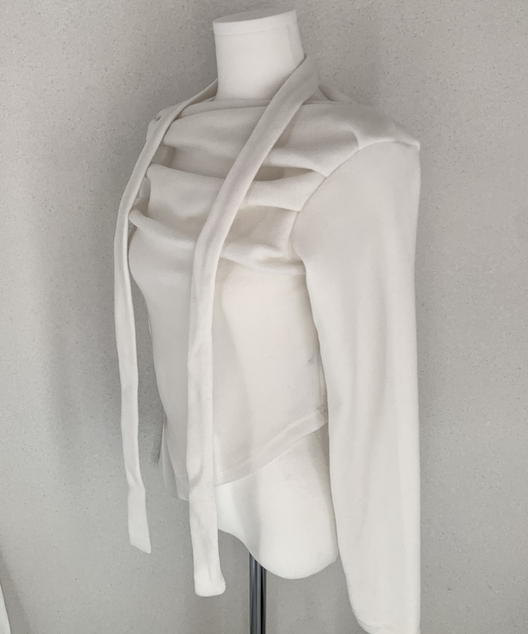 【タイ付き】ドレープブラウス長袖Tシャツ