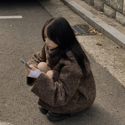 ハイネックウールボアハーフダンブルコート CHESTNUT BROWN