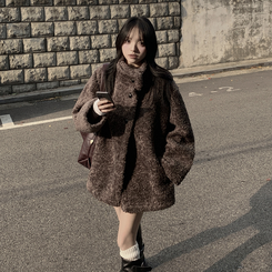 ハイネックウールボアハーフダンブルコート CHESTNUT BROWN