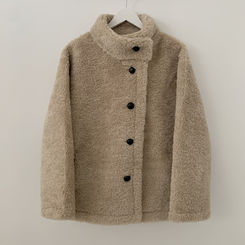 ハイネックウールボアハーフダンブルコート