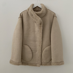 ハイネックウールボアハーフダンブルコート