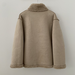 ハイネックウールボアハーフダンブルコート