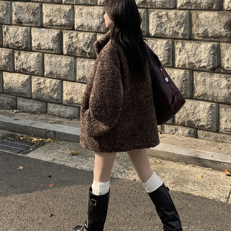 ハイネックウールボアハーフダンブルコート CHESTNUT BROWN