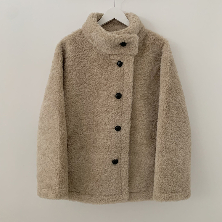 ハイネックウールボアハーフダンブルコート