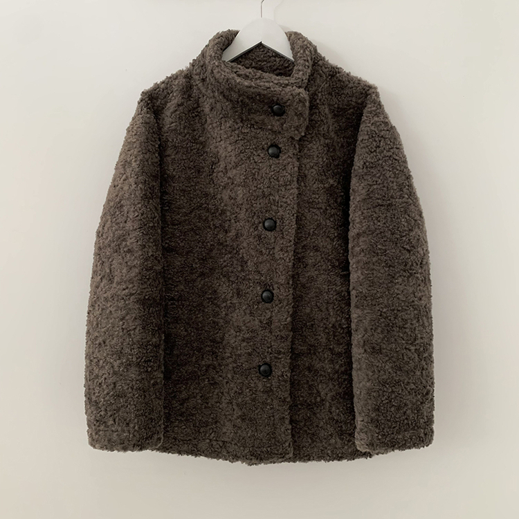 ハイネックウールボアハーフダンブルコート