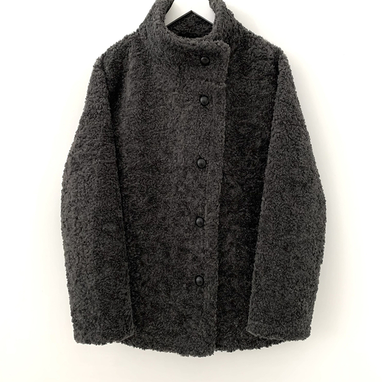 ハイネックウールボアハーフダンブルコート