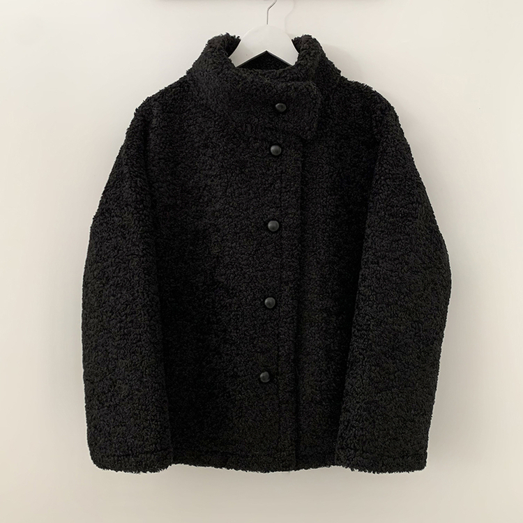 ハイネックウールボアハーフダンブルコート