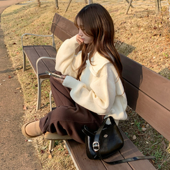 ビッグカラーアノラックワッぺンニット(6color) WHITE