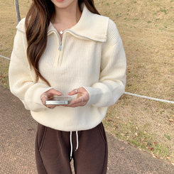 ビッグカラーアノラックワッぺンニット(6color) WHITE