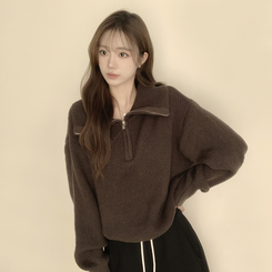 ビッグカラーアノラックワッぺンニット(6color) BROWN