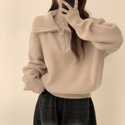 ビッグカラーアノラックワッぺンニット(6color) BEIGE