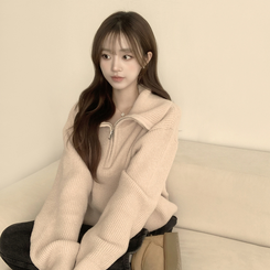 ビッグカラーアノラックワッぺンニット(6color) BEIGE