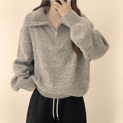 ビッグカラーアノラックワッぺンニット(6color) GREY