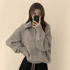 ビッグカラーアノラックワッぺンニット(6color) GREY