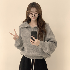 ビッグカラーアノラックワッぺンニット(6color) GREY