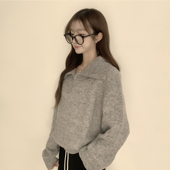 ビッグカラーアノラックワッぺンニット(6color) GREY