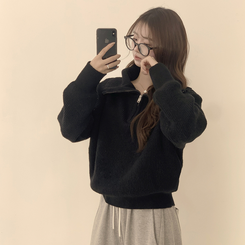 ビッグカラーアノラックワッぺンニット(6color) BLACK