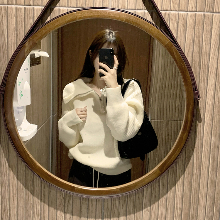 ビッグカラーアノラックワッぺンニット(6color) WHITE