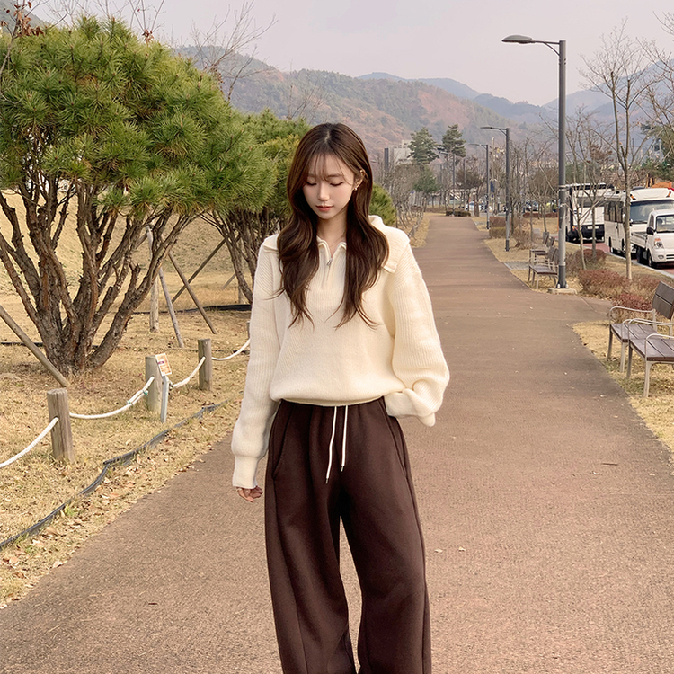 ビッグカラーアノラックワッぺンニット(6color) WHITE