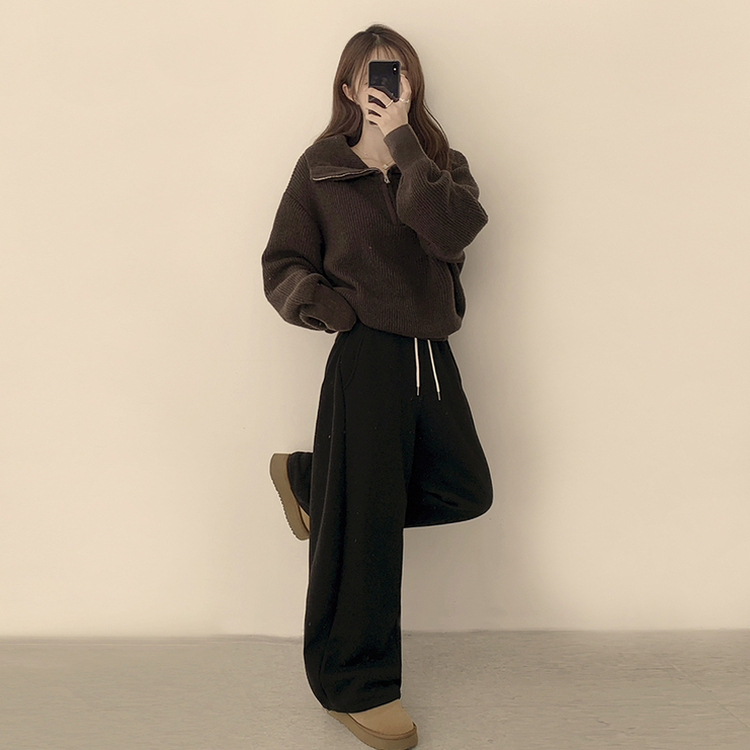 ビッグカラーアノラックワッぺンニット(6color) BROWN