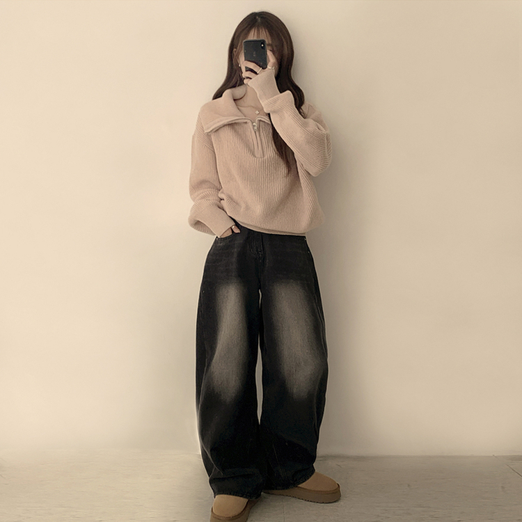 ビッグカラーアノラックワッぺンニット(6color) BEIGE