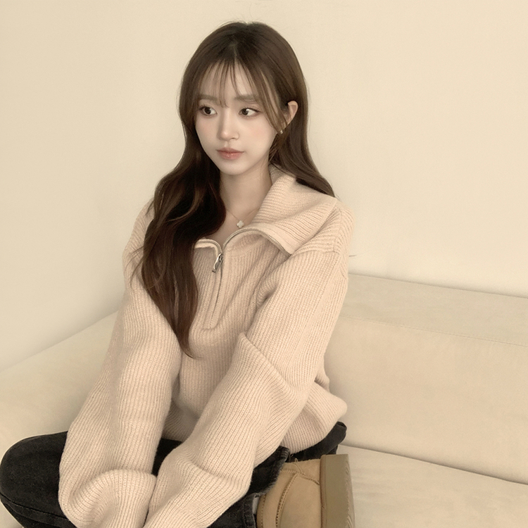 ビッグカラーアノラックワッぺンニット(6color) BEIGE