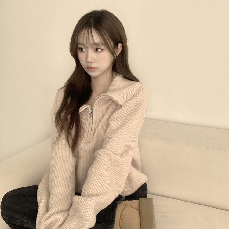 ビッグカラーアノラックワッぺンニット(6color) BEIGE