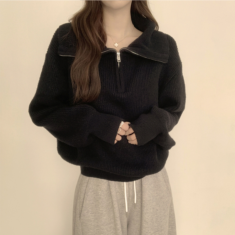 ビッグカラーアノラックワッぺンニット(6color) BLACK