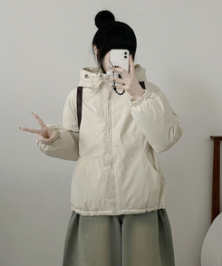 ハイネックダブルフードダウンジャンパー IVORY