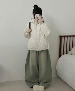 ハイネックダブルフードダウンジャンパー IVORY