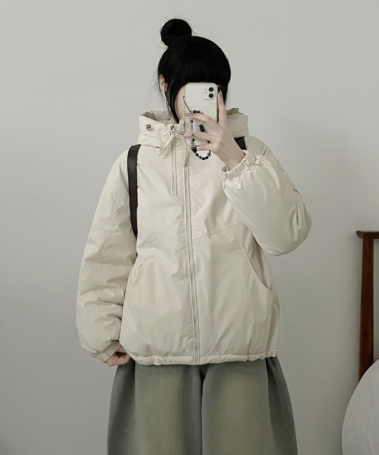 ハイネックダブルフードダウンジャンパー IVORY
