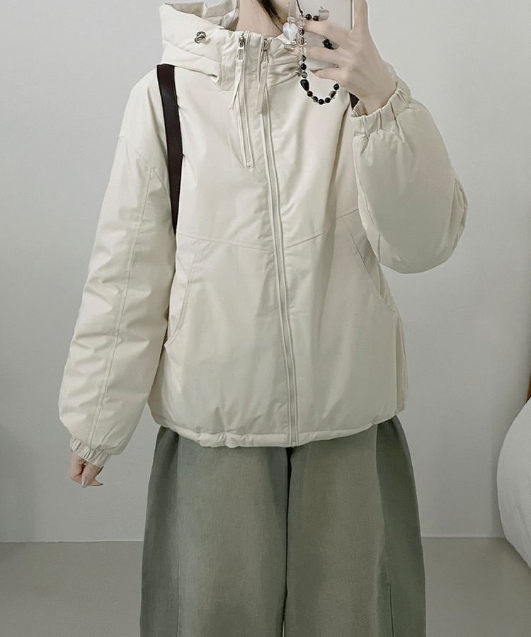 ハイネックダブルフードダウンジャンパー IVORY