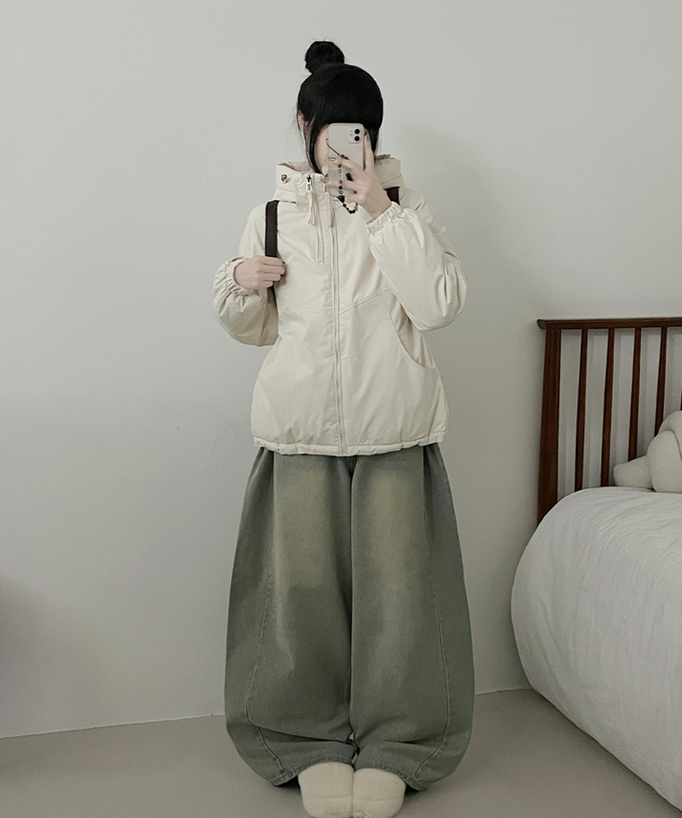 ハイネックダブルフードダウンジャンパー IVORY