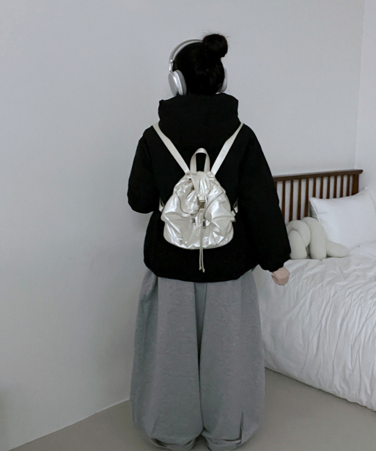 ハイネックダブルフードダウンジャンパー BLACK