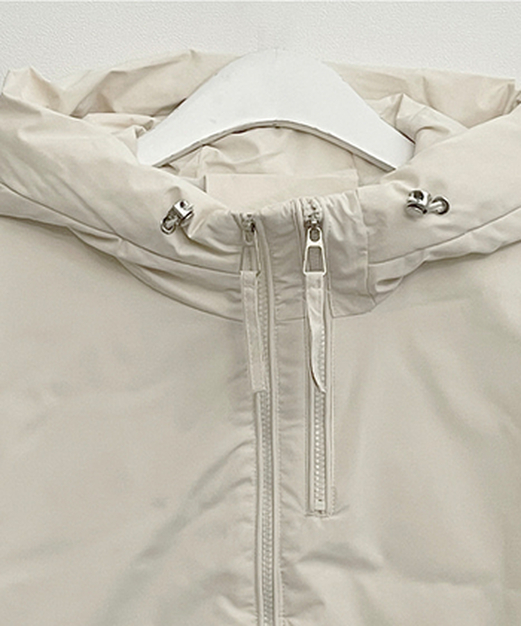 ハイネックダブルフードダウンジャンパー