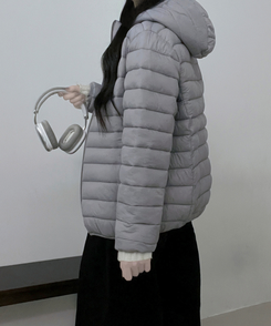 【フード着脱可能】軽量ハイネックダウンジャンパー GREY