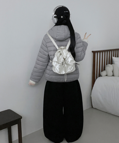 【フード着脱可能】軽量ハイネックダウンジャンパー GREY