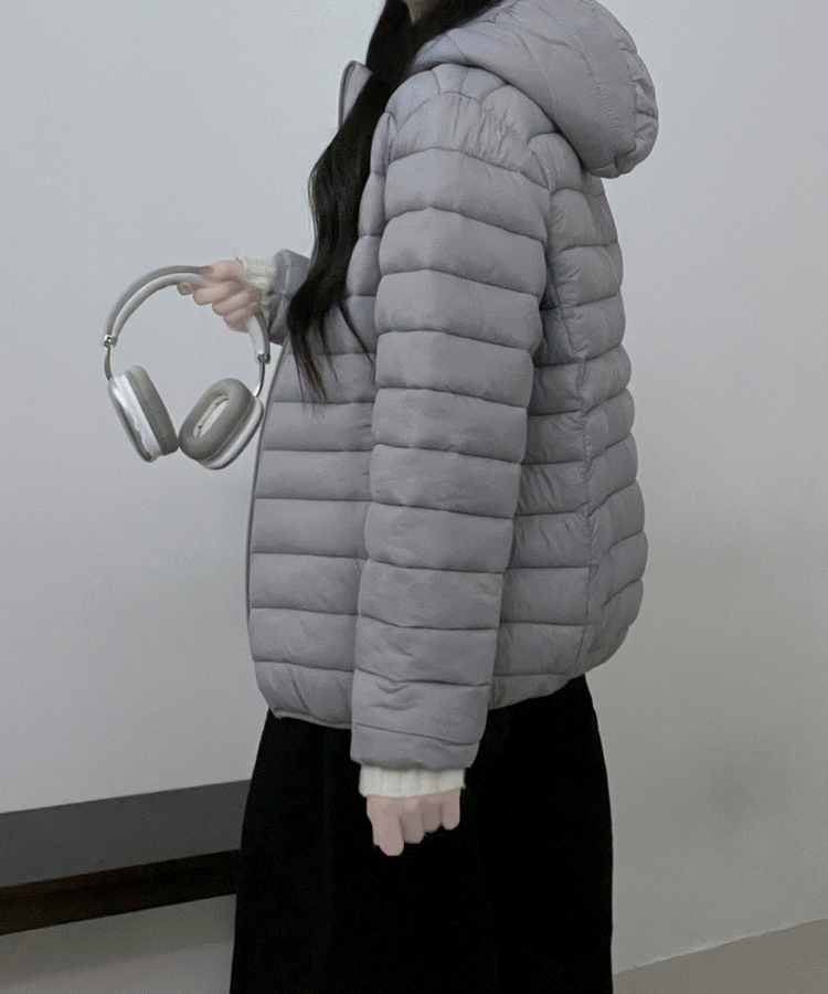 【フード着脱可能】軽量ハイネックダウンジャンパー GREY