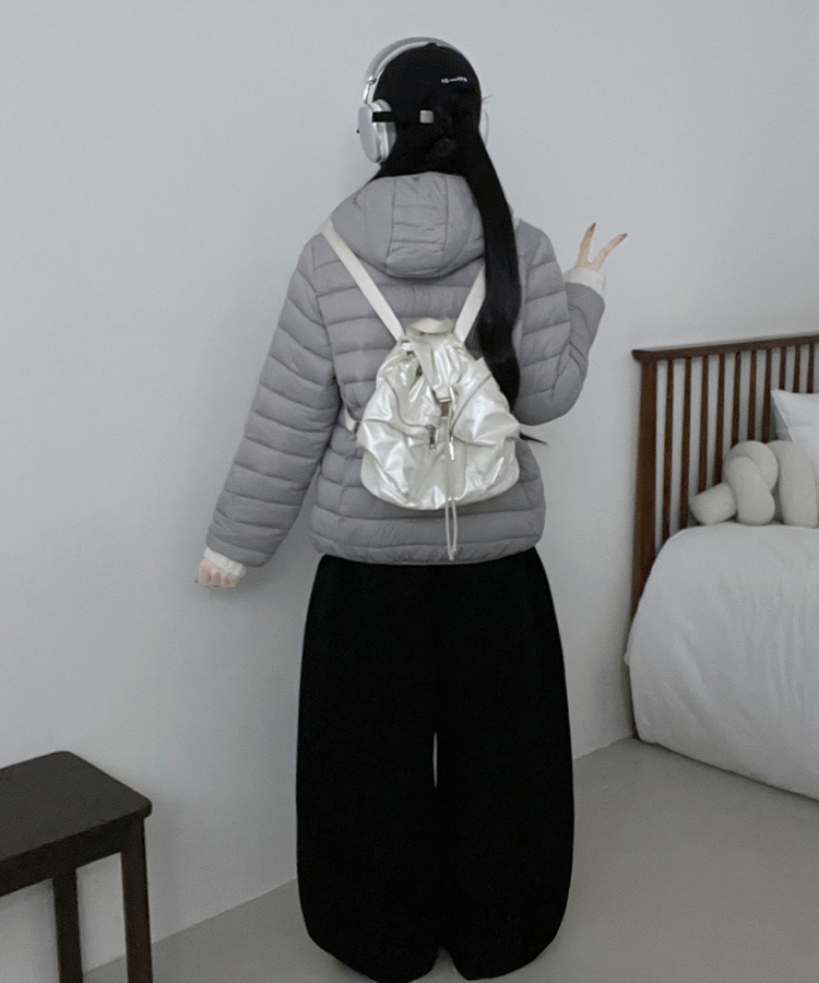 【フード着脱可能】軽量ハイネックダウンジャンパー GREY