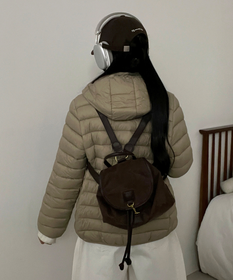 【フード着脱可能】軽量ハイネックダウンジャンパー BEIGE