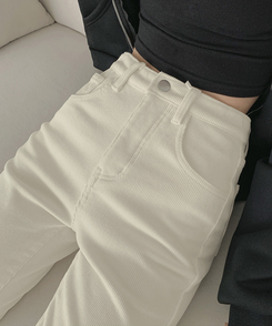 【丈別】【起毛】ベルベットコーデュロイブーツカットスパンパンツ IVORY