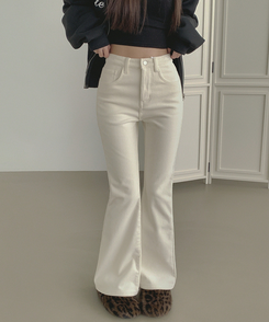 【丈別】【起毛】ベルベットコーデュロイブーツカットスパンパンツ IVORY