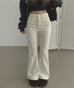 【丈別】【起毛】ベルベットコーデュロイブーツカットスパンパンツ IVORY