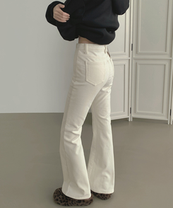 【丈別】【起毛】ベルベットコーデュロイブーツカットスパンパンツ IVORY