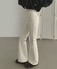 【丈別】【起毛】ベルベットコーデュロイブーツカットスパンパンツ IVORY