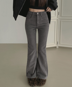 【丈別】【起毛】ベルベットコーデュロイブーツカットスパンパンツ GREY