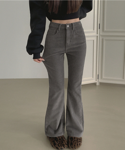 【丈別】【起毛】ベルベットコーデュロイブーツカットスパンパンツ GREY