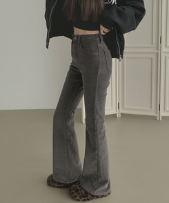 【丈別】【起毛】ベルベットコーデュロイブーツカットスパンパンツ GREY