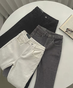 【丈別】【起毛】ベルベットコーデュロイブーツカットスパンパンツ